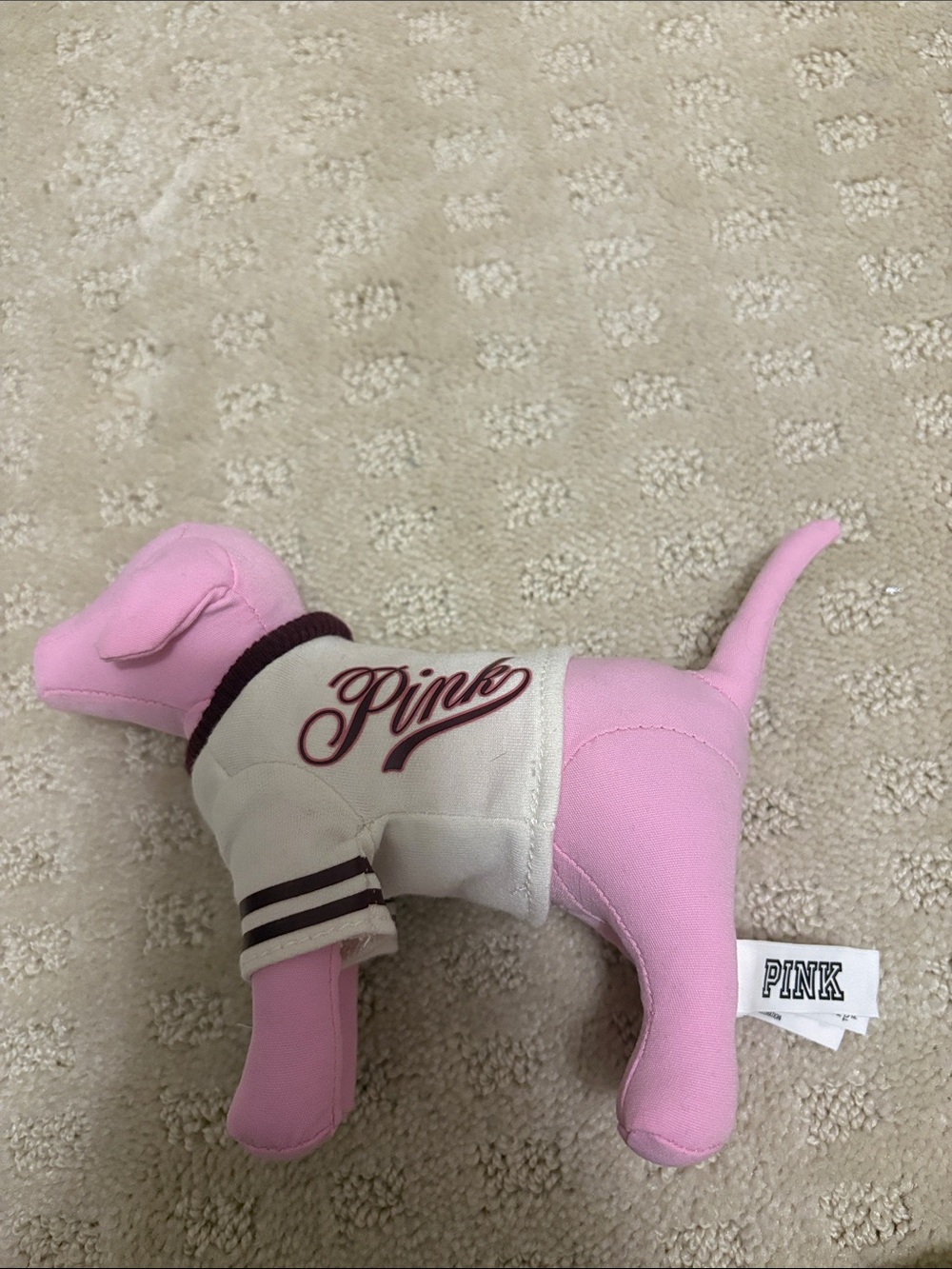 PINK Victoria's Secret Pink and Cream Plush Dog Mascot